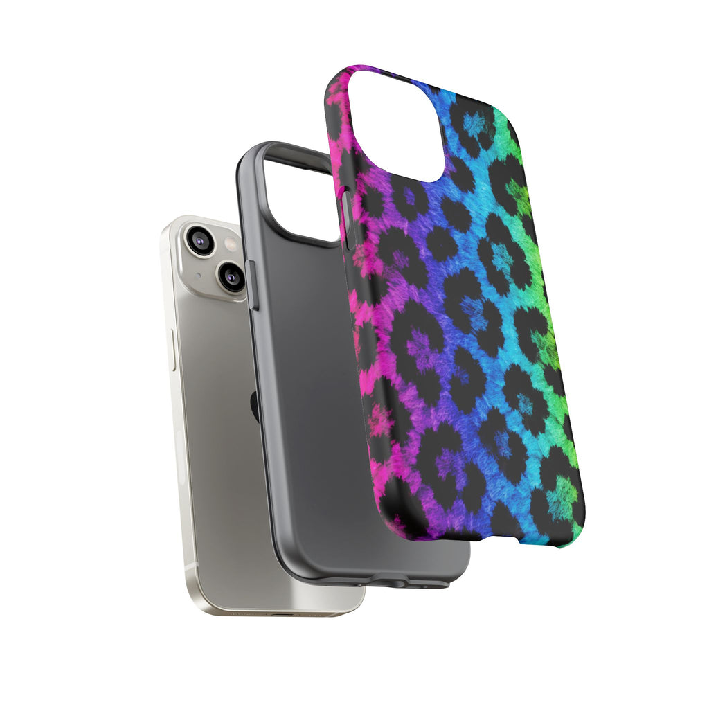 Neon Rainbow Leopard Tough Case – Colorful Animal Print Phone Cover
