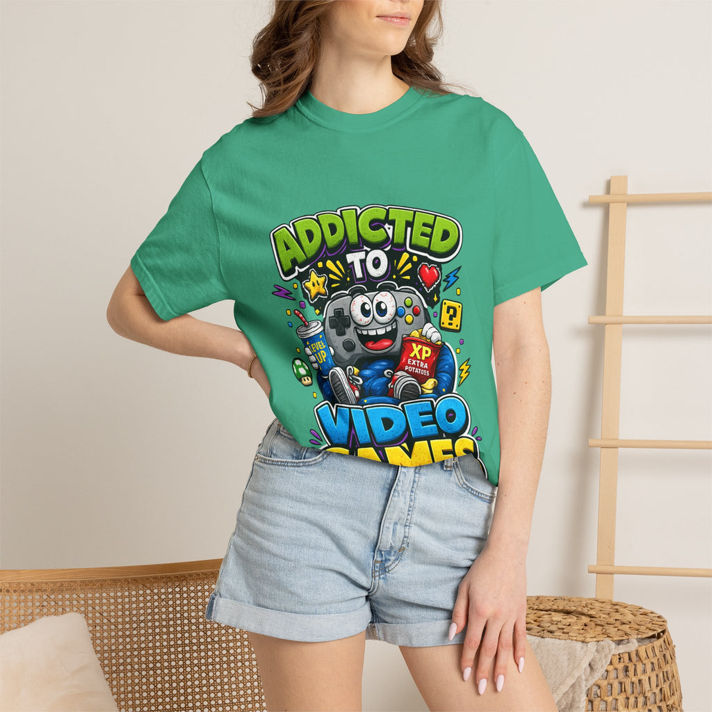 Addicted to Video Games T-Shirt | Gamer Controller Graphic Tee