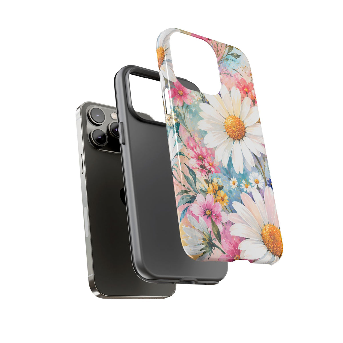 Floral Daisy Phone Case — Watercolor Daisies Protective Tough Case