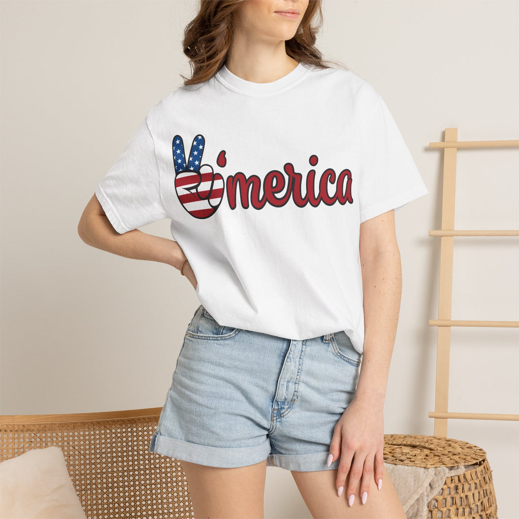 'Merica Patriotic Peace Sign T-Shirt – American Flag Fourth of July Tee