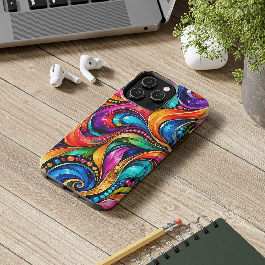 Colorful Swirl Tough Phone Case — Vibrant Abstract Protective Cover