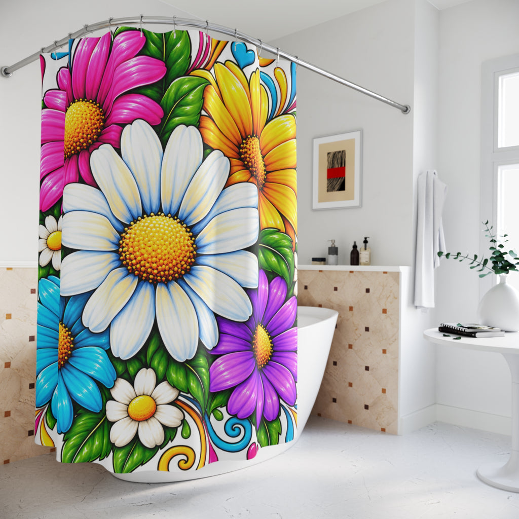 Daisy Bloom Shower Curtain — Bright Floral Bathroom Decor