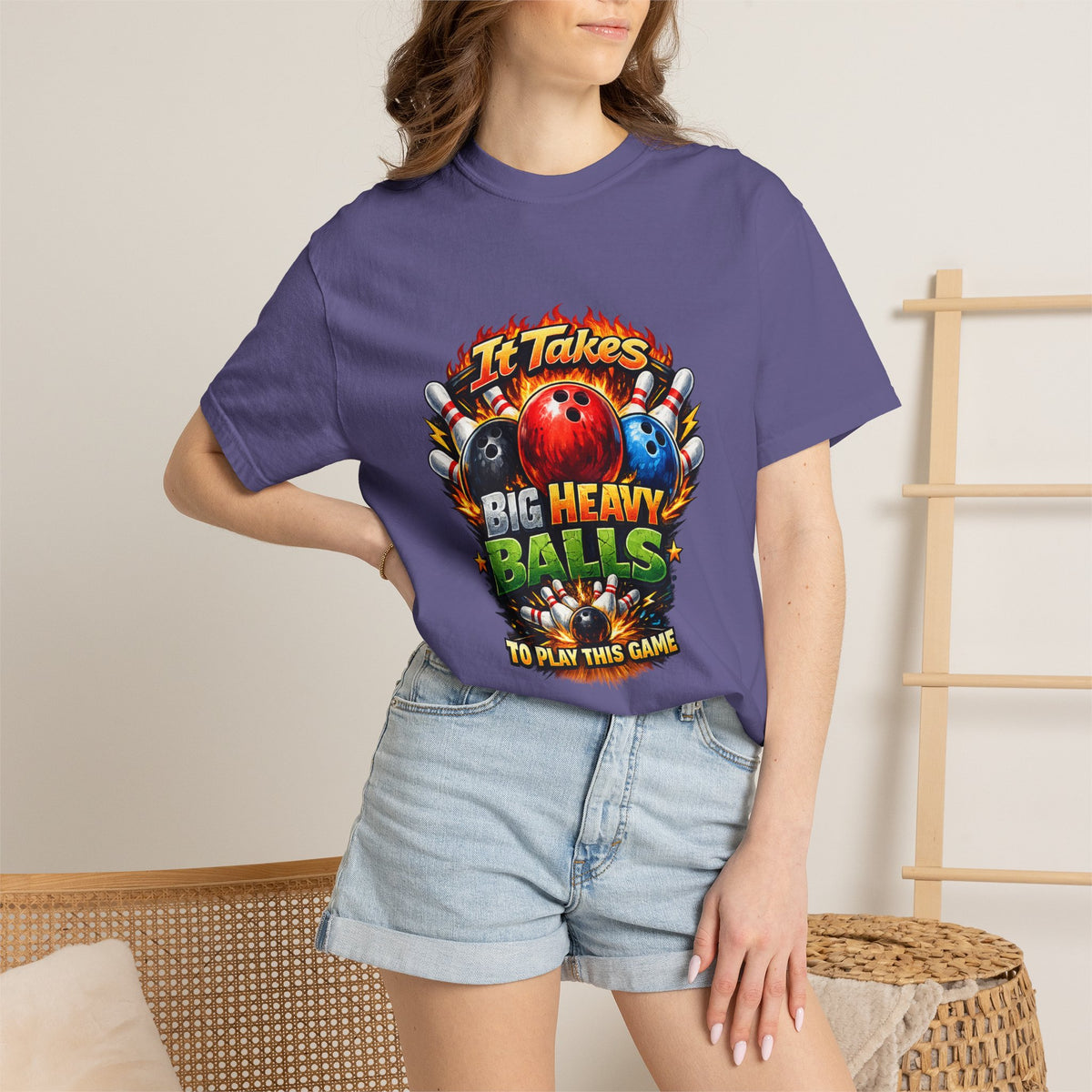 It Takes Big Heavy Balls To Play This Game T-shirt | Bowling Graphic Tee