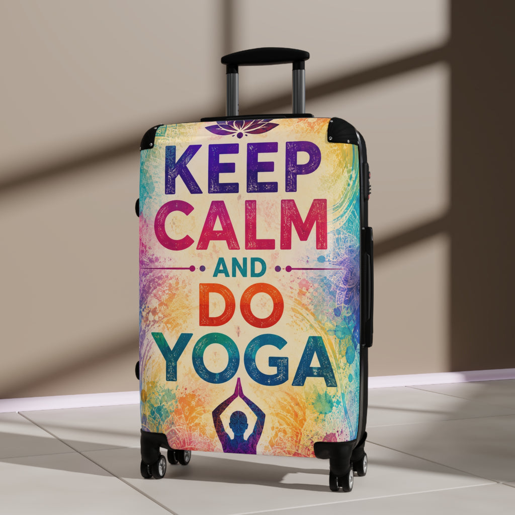 Keep Calm and Do Yoga Carry-On Suitcase — Colorful Yoga Travel Luggage