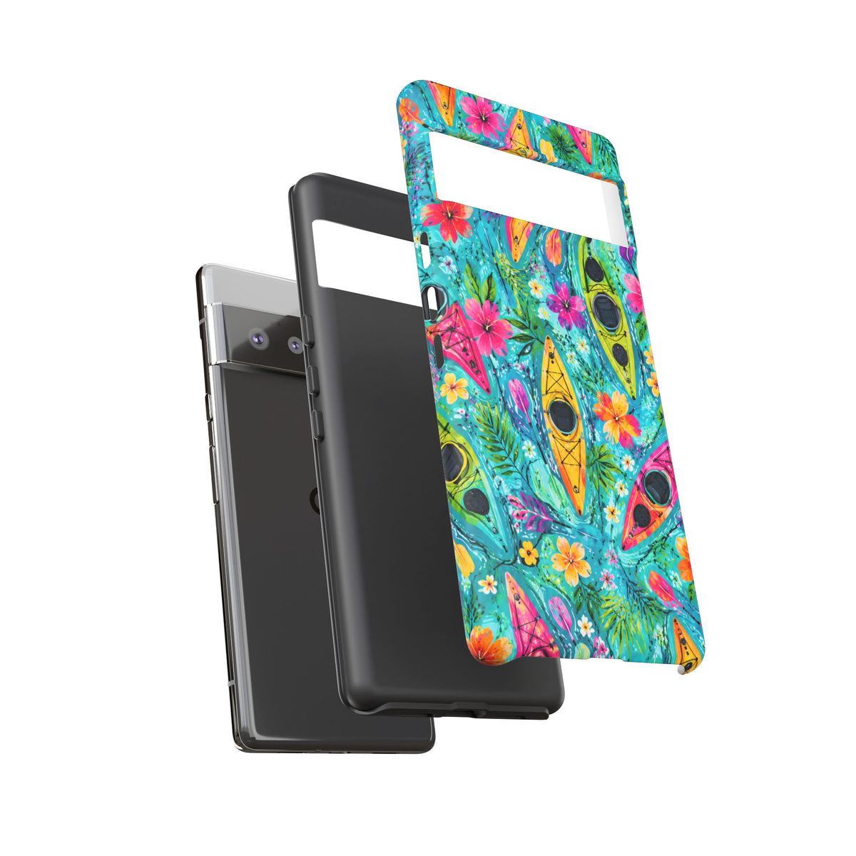 Tropical Kayak Phone Case – Colorful Floral Waterproof Pattern