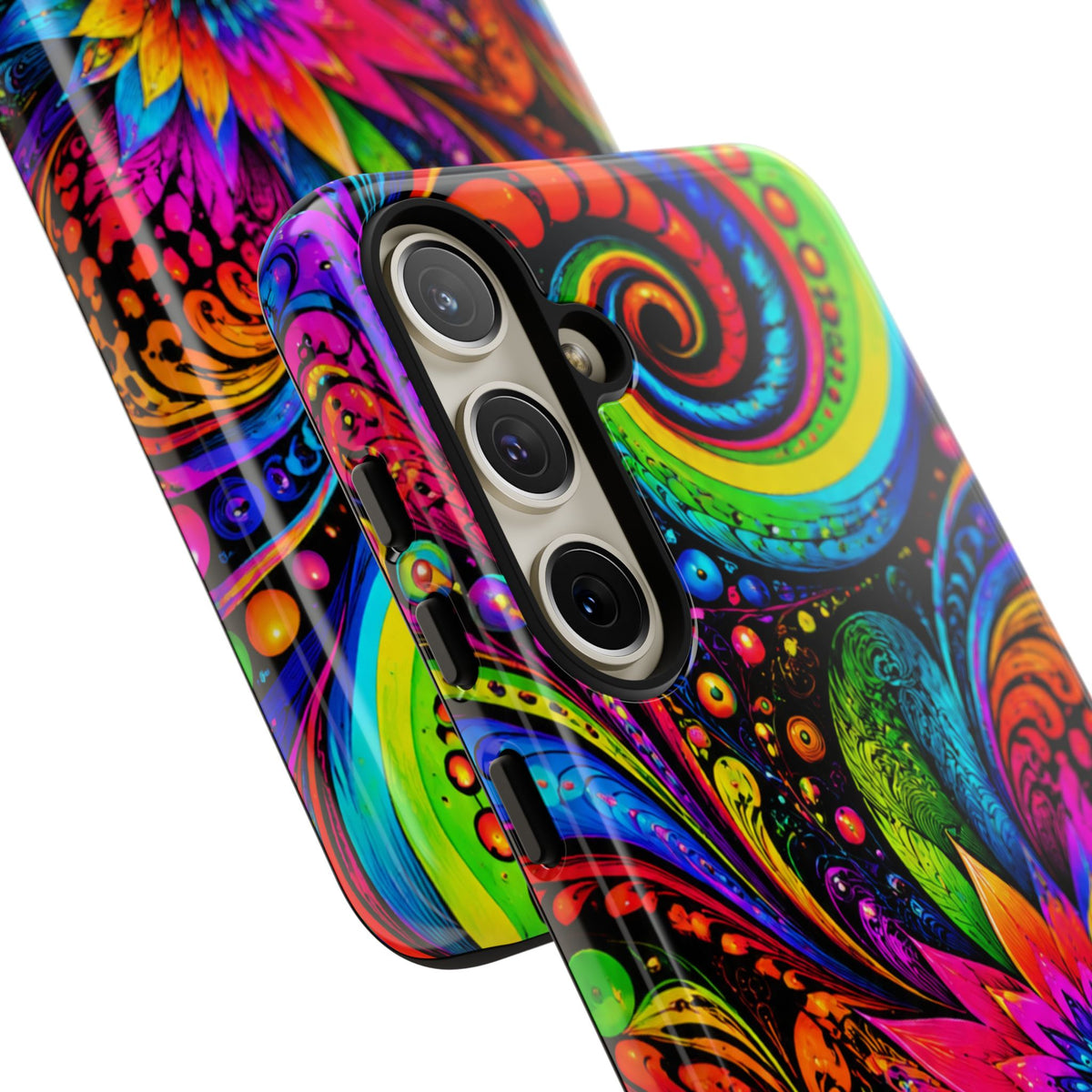 Psychedelic Floral Phone Case — Vibrant Swirl Tough Protective Cover