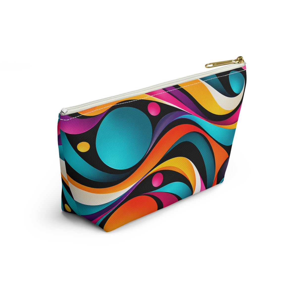 Retro Wave Accessory Pouch — Colorful Abstract Makeup Bag