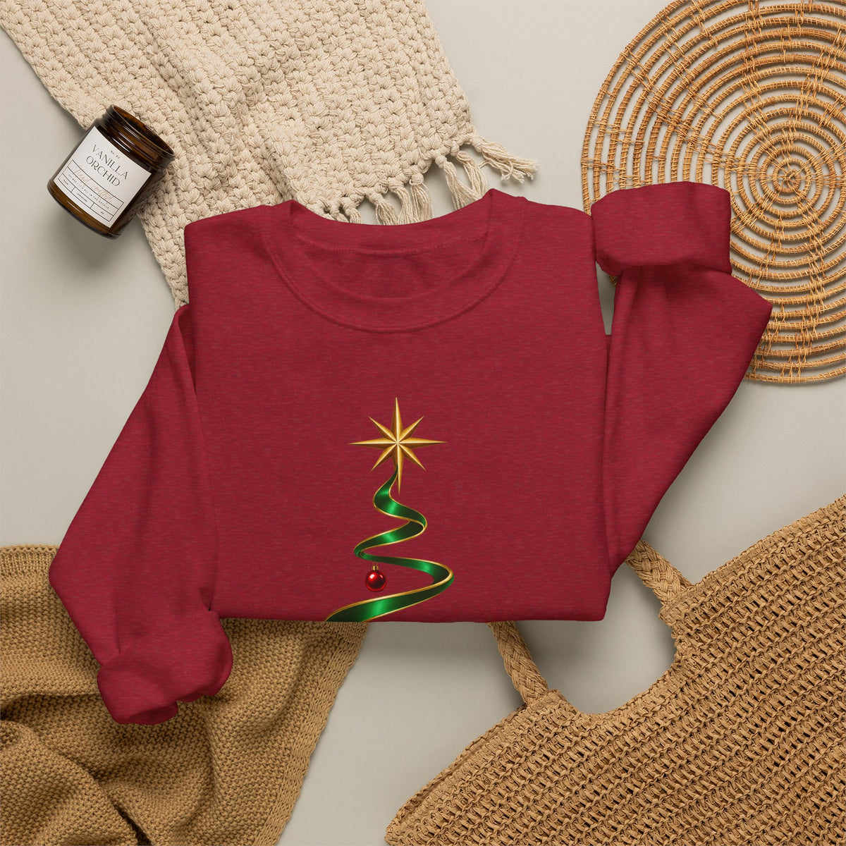 Minimal Green Ribbon Christmas Tree Sweatshirt