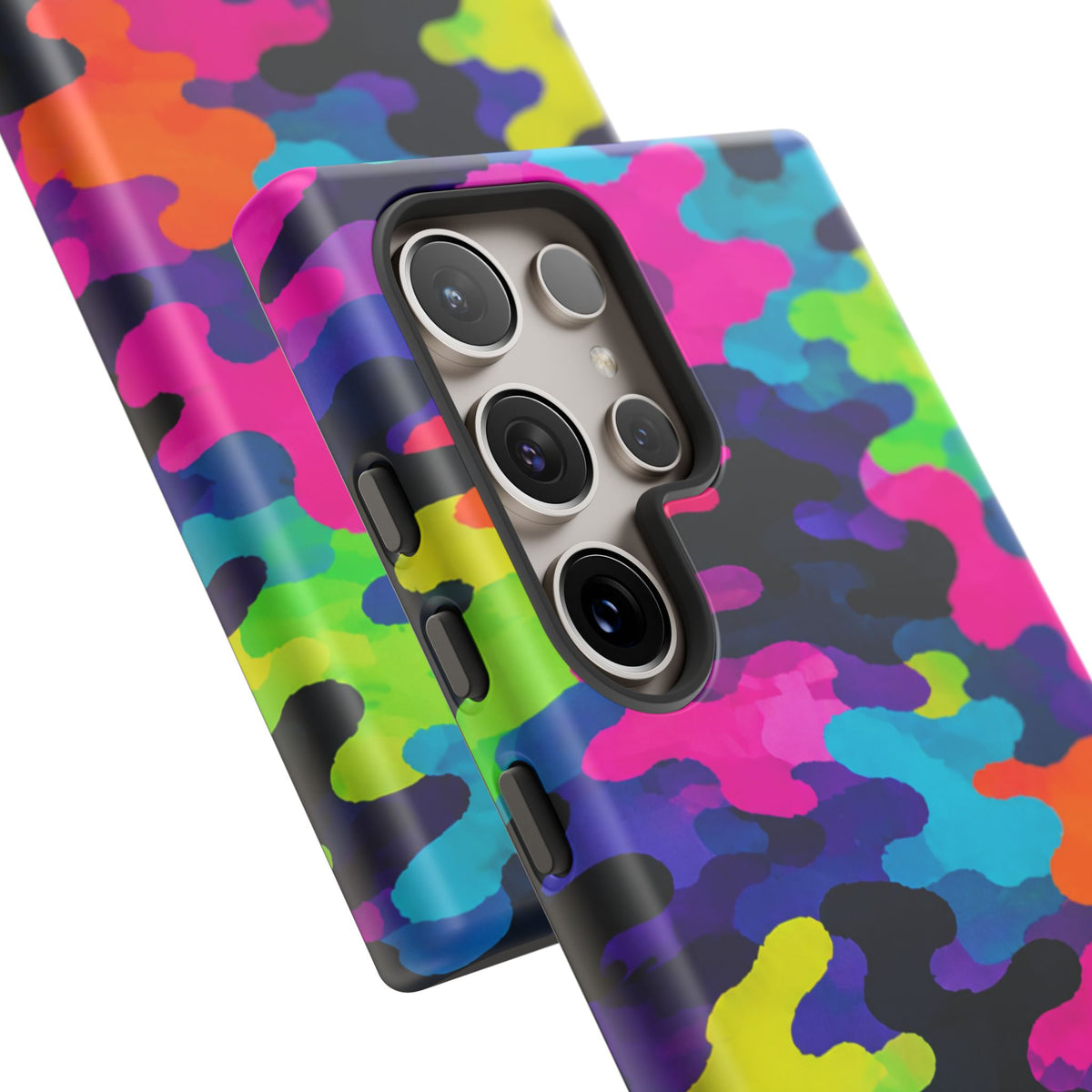 Neon Camo Tough Phone Case — Bright Rainbow Protective iPhone Cover