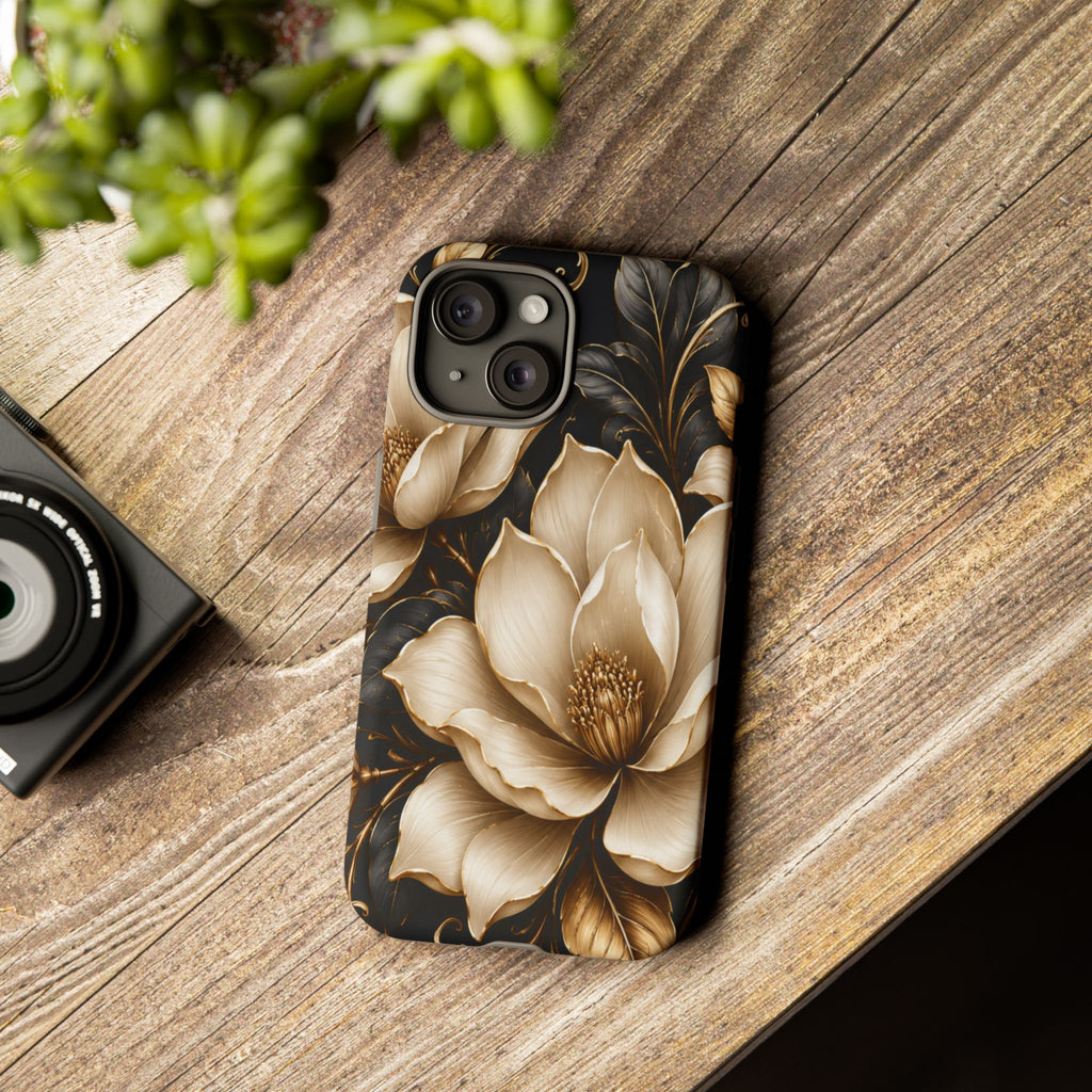 Floral Tough Case — Elegant Gold Magnolia Phone Case
