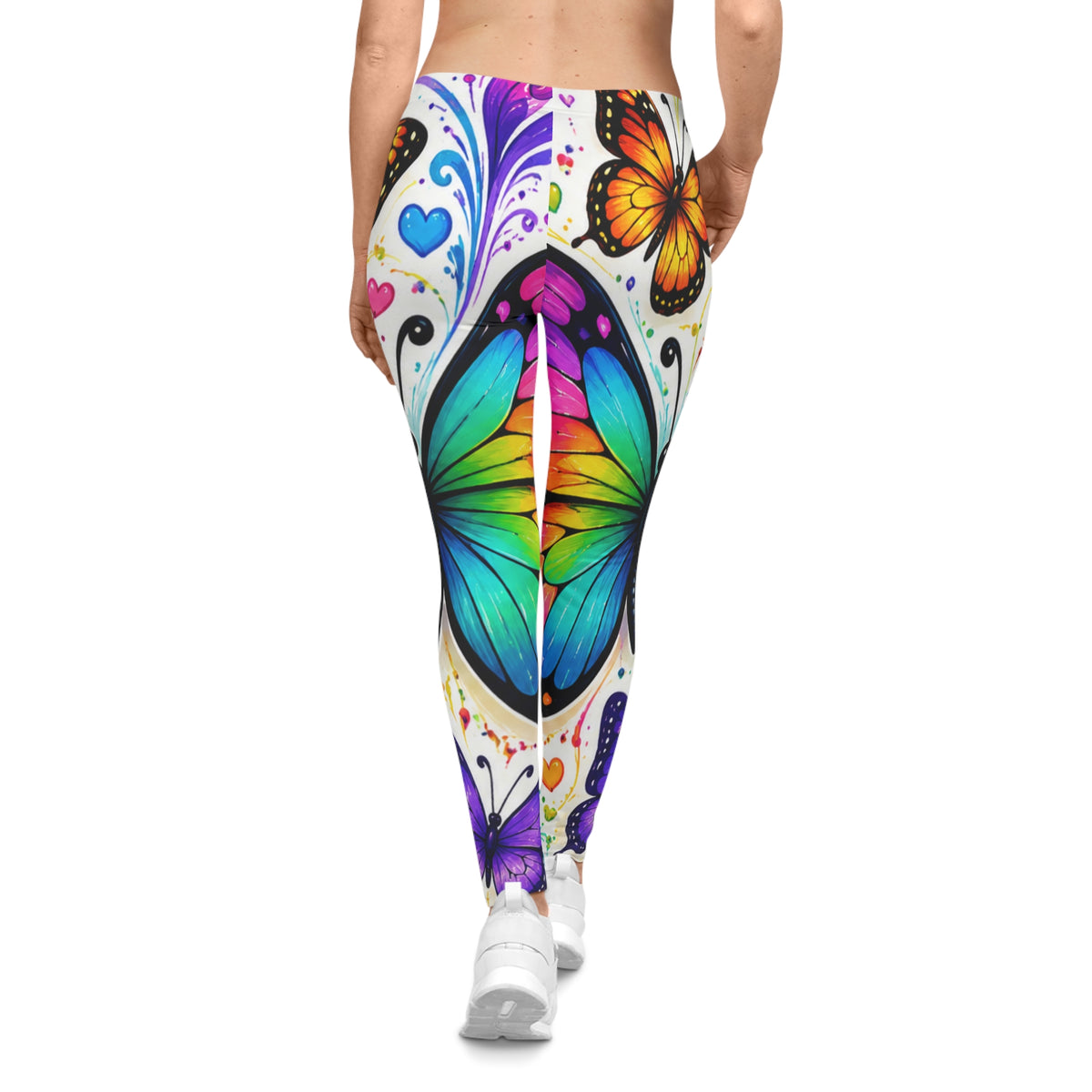 Rainbow Butterfly Leggings — Women's Colorful All-Over Print Yoga & Casual Tights