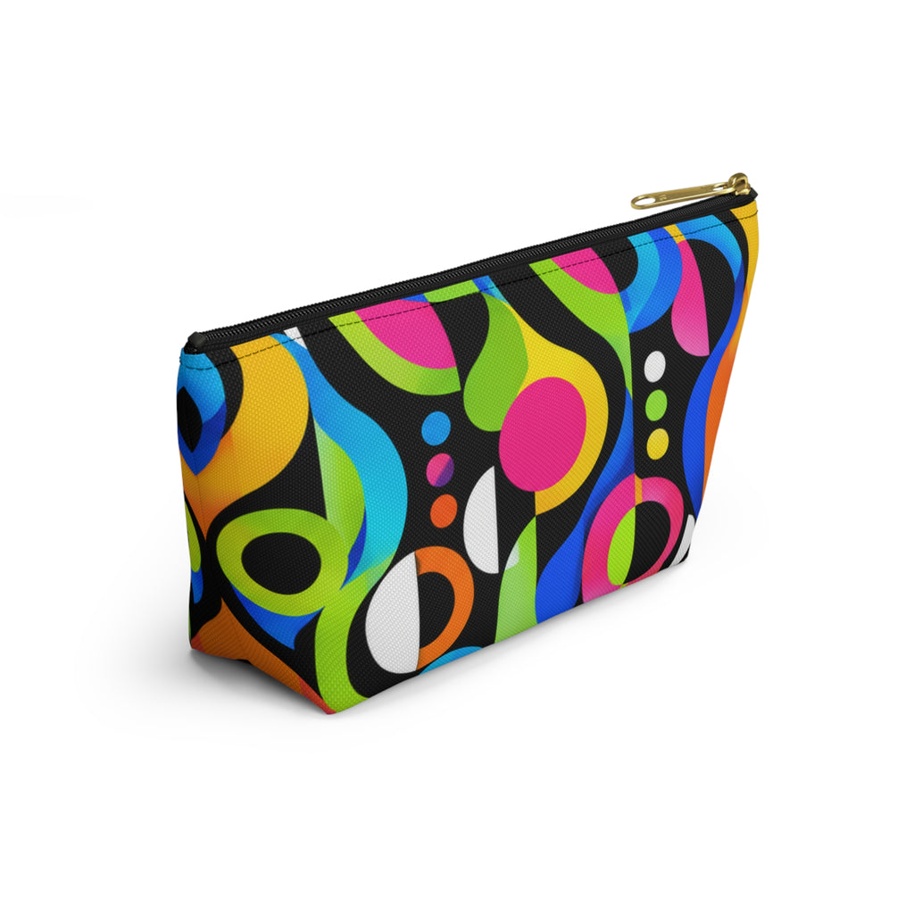 Retro Neon Geometric Accessory Pouch