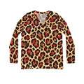 Leopard Print V-Neck Long Sleeve Top
