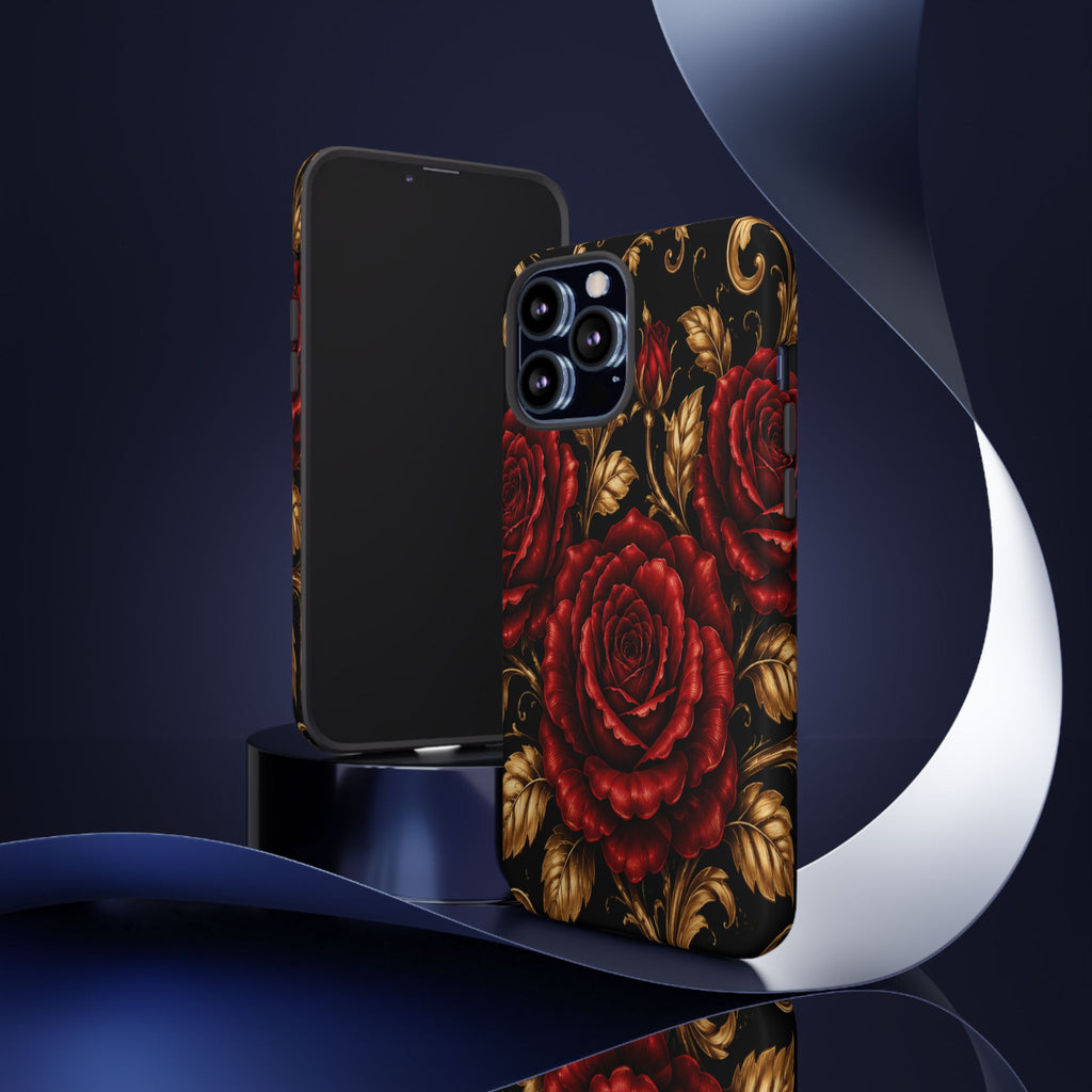 Tough Cases — Vintage Red Rose Floral Phone Case