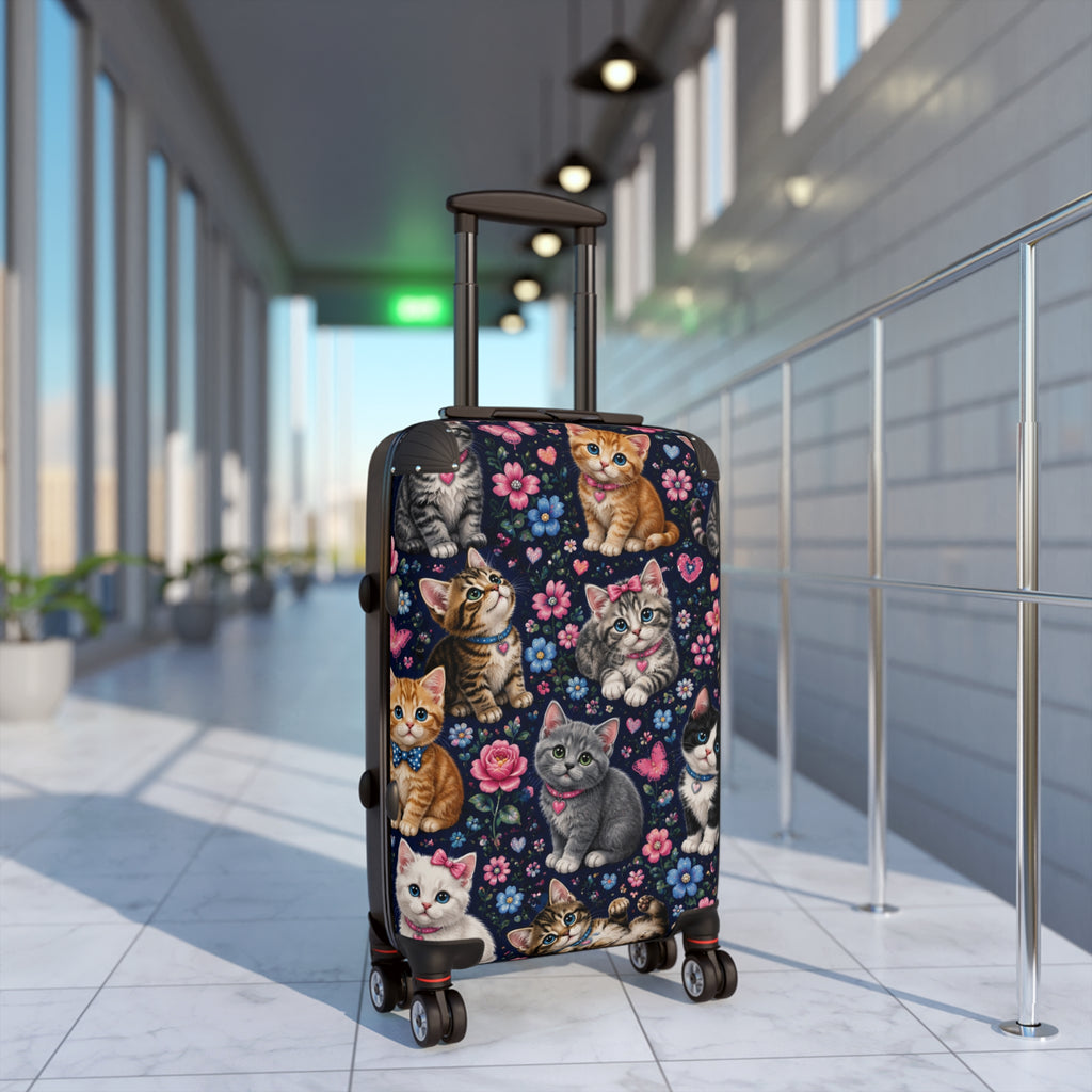 Cute Cats Carry-On Suitcase — Floral Kitten Travel Luggage