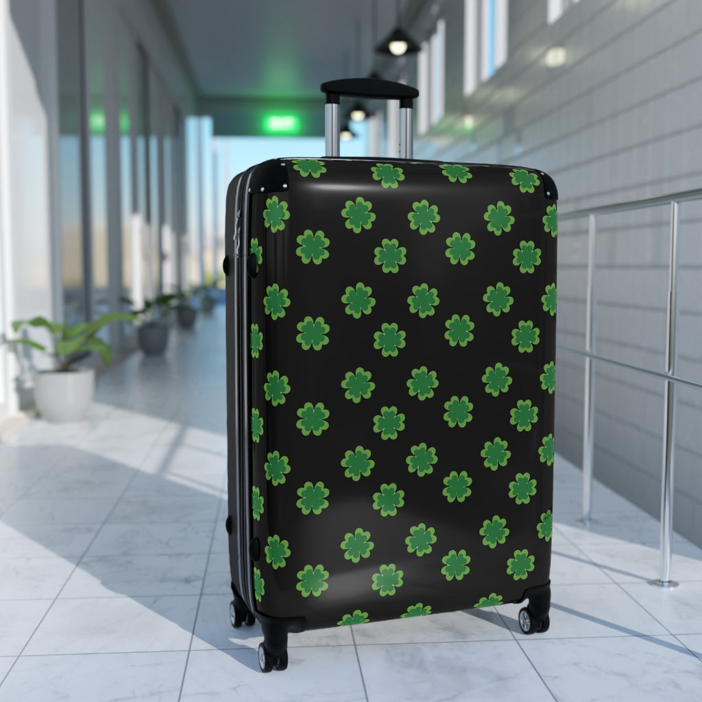 St. Patrick's Clover Suitcase — Green Shamrock Pattern Carry-On