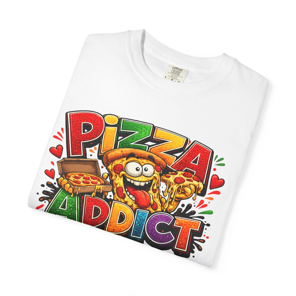 Pizza Addict T-shirt | Cartoon Slice Graphic, Funny Food Tee
