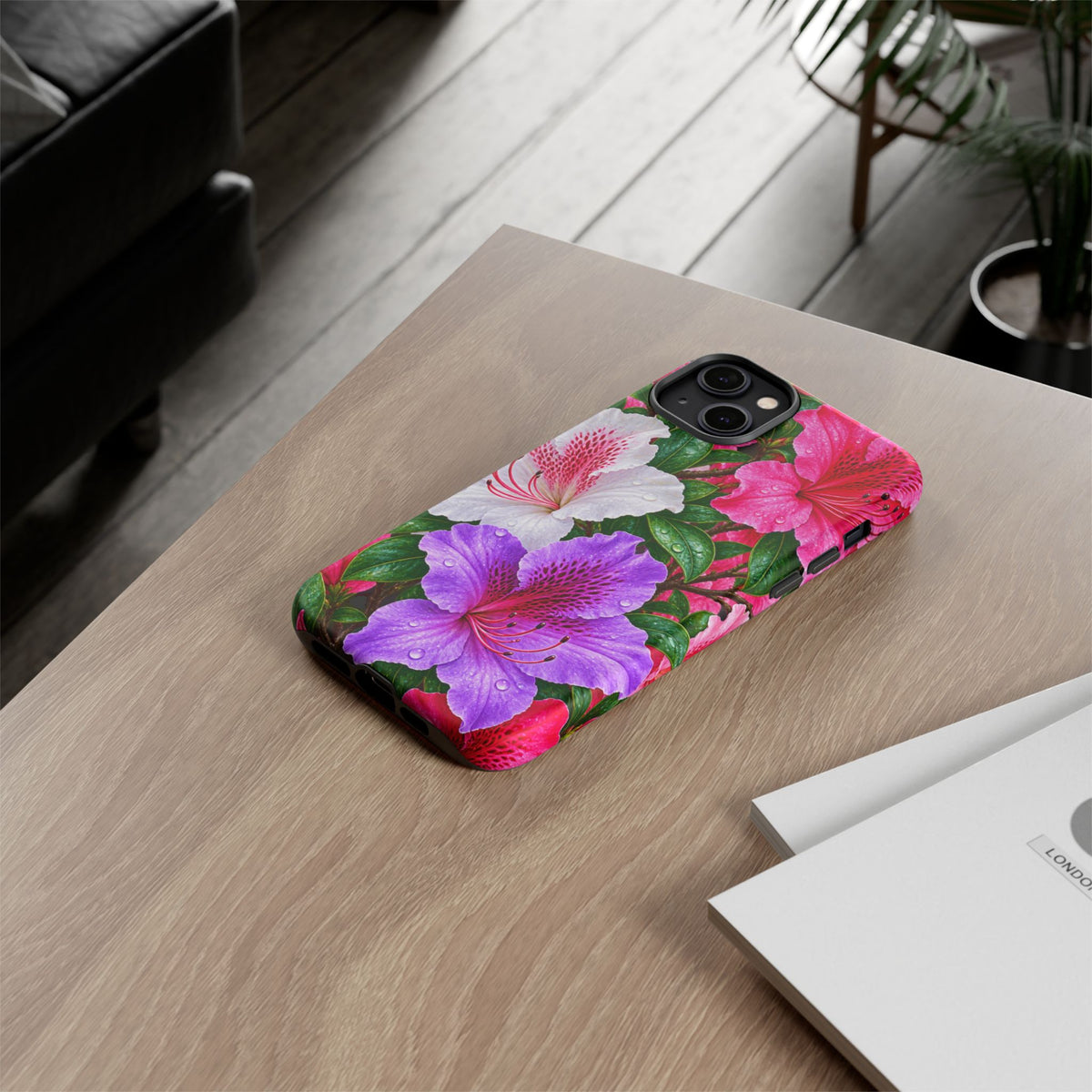 Floral Azalea Phone Case — Vibrant Pink & Purple Blossom Protection