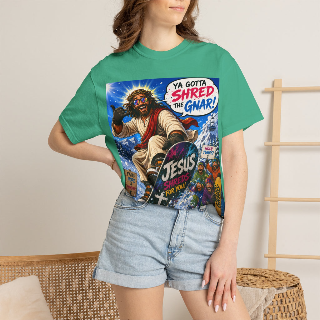 Jesus Skateboarding Shred the Gnar T-shirt | Christian Skateboard Design