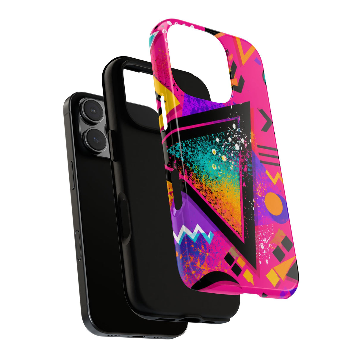 Retro 80s Geometric Phone Case — Neon Triangle Tough Case