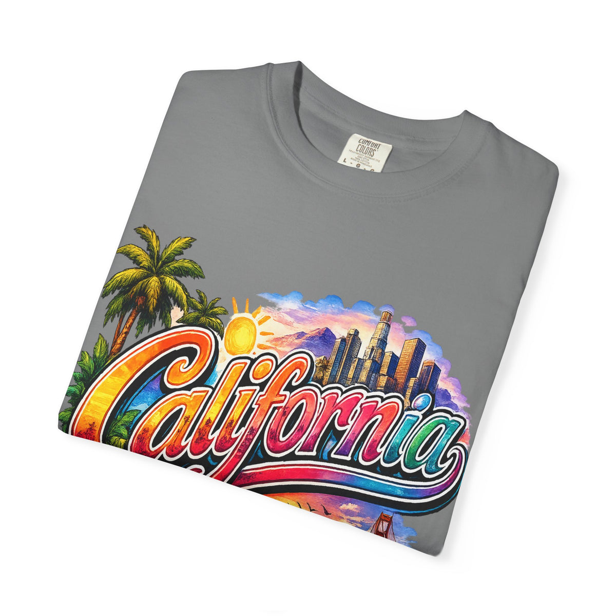 California Sunset Scenic T-shirt | Golden Gate Palm Beach Hibiscus