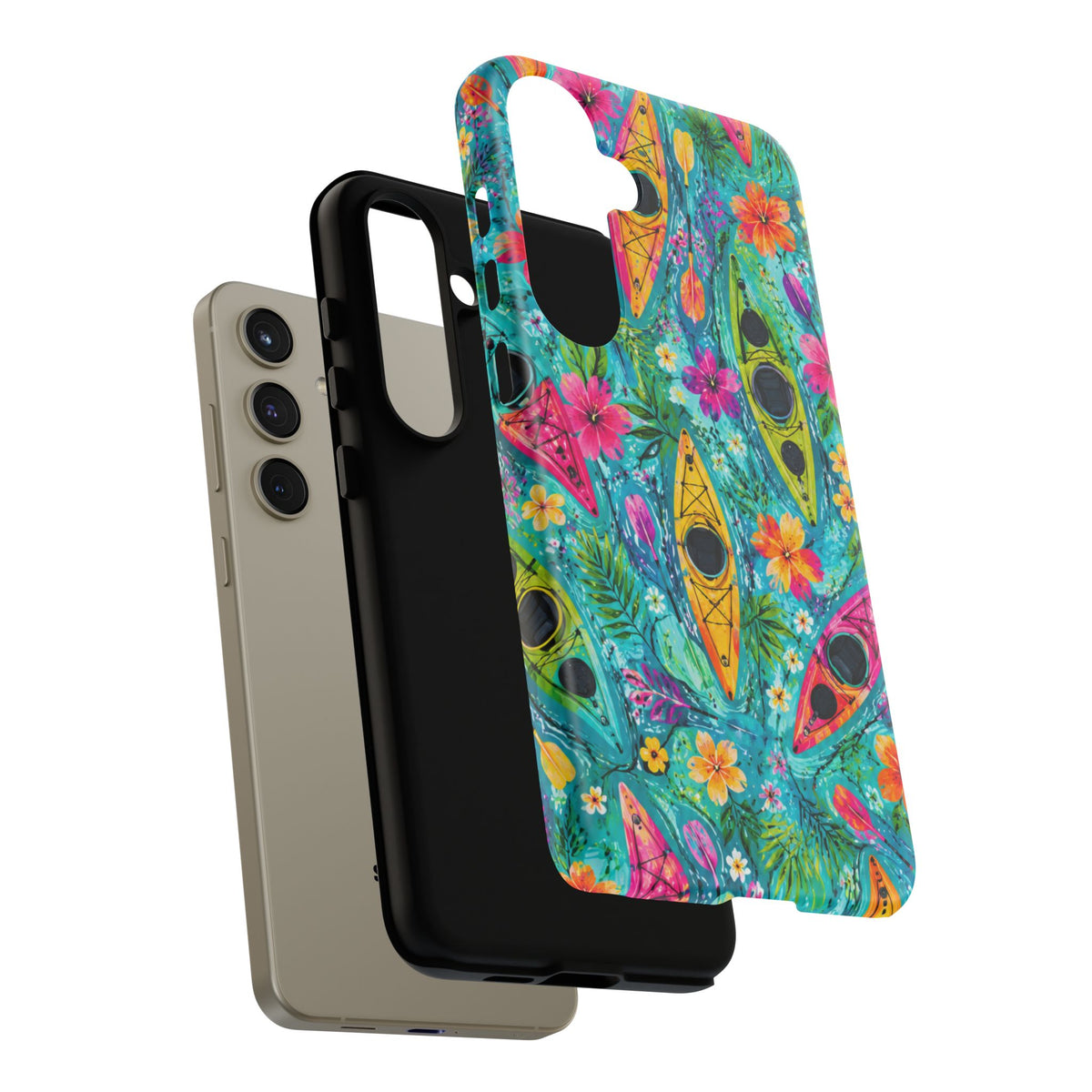 Tropical Kayak Phone Case – Colorful Floral Waterproof Pattern