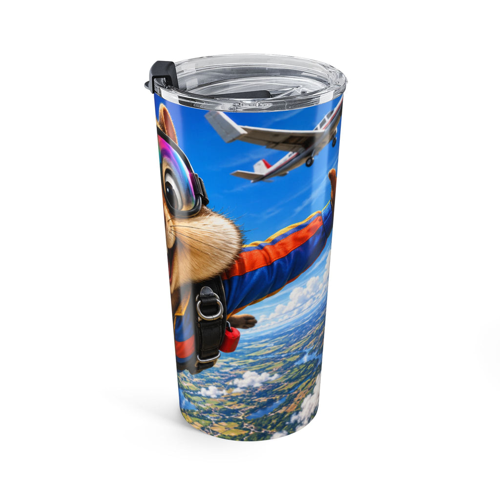 20oz Skydiving Chipmunk Tumbler — Cute Adventure Travel Drinkware