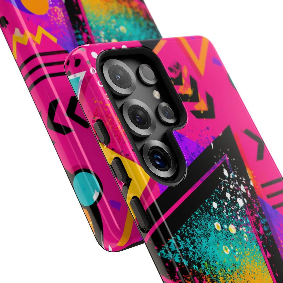 Retro 80s Geometric Phone Case — Neon Triangle Tough Case