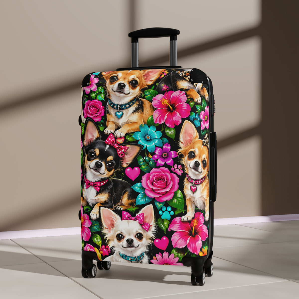 Chihuahua Floral Suitcase – Cute Dog Print Carry-On Luggage