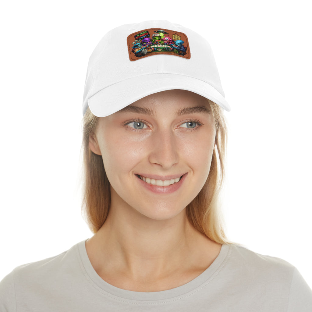 Alien Poker Crew Dad Hat | Leather Patch Baseball Cap
