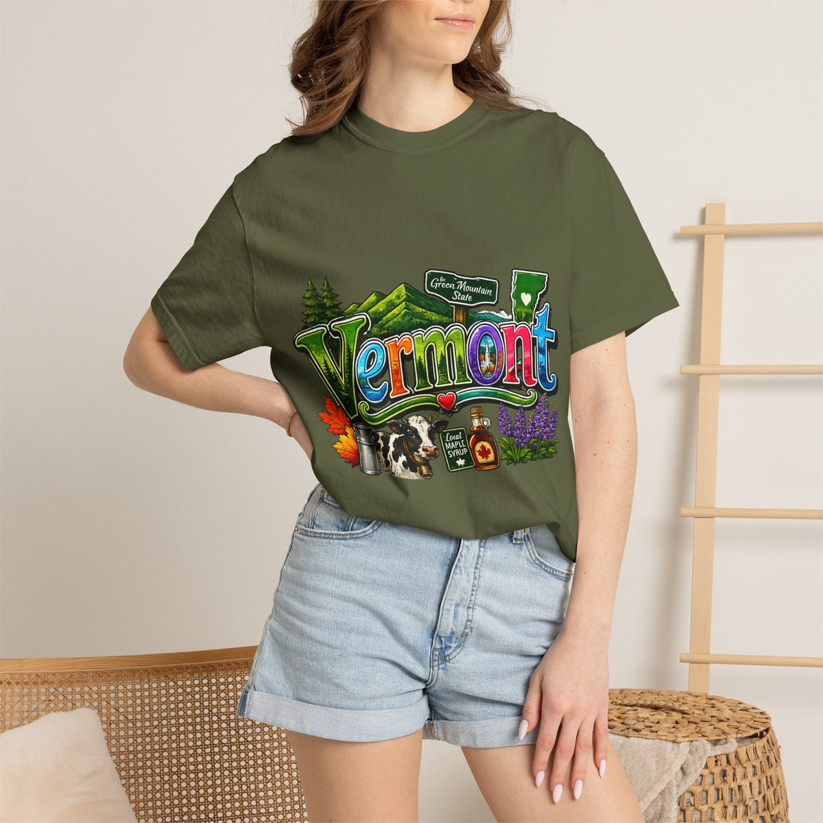 Vermont postcard collage T-shirt | State travel design