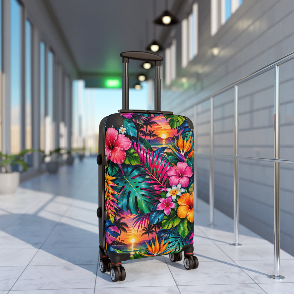 Tropical Sunset Suitcase – Vibrant Hibiscus Travel Luggage