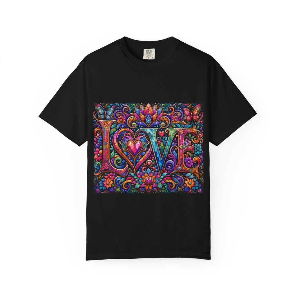 Floral Heart LOVE T-shirt | Colorful Psychedelic Typography