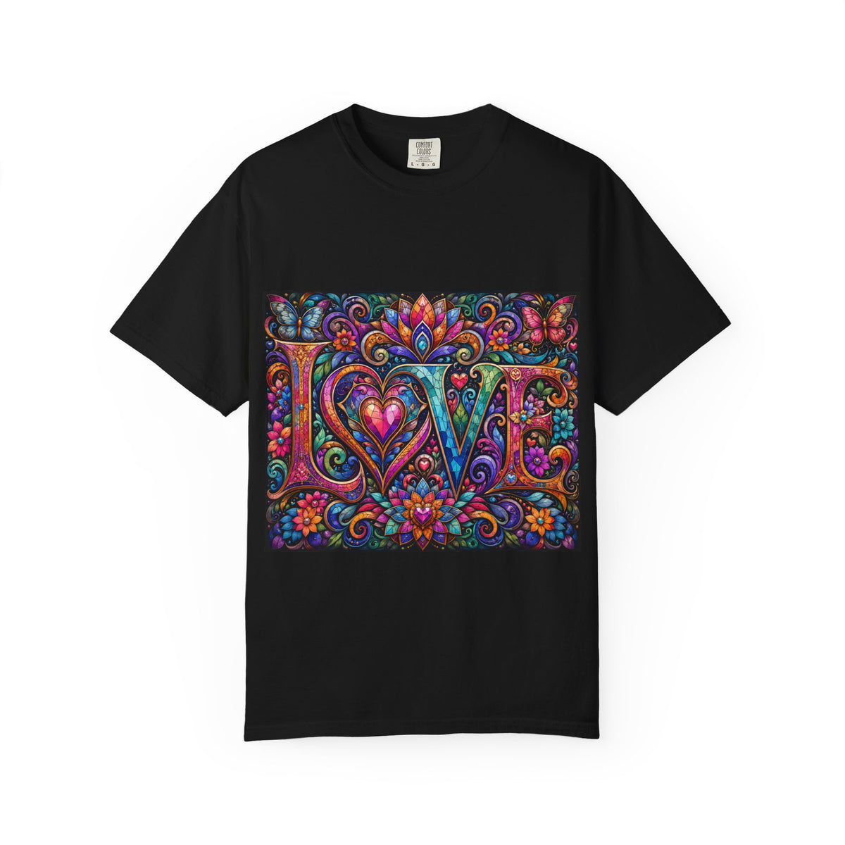 Floral Heart LOVE T-shirt | Colorful Psychedelic Typography