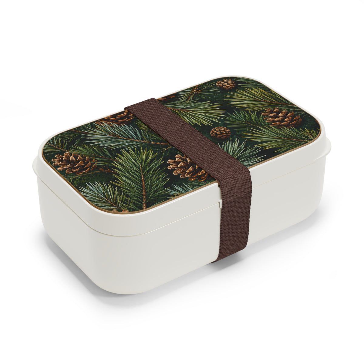 Pinecone Holiday Bento Lunch Box — Evergreen Forest Print