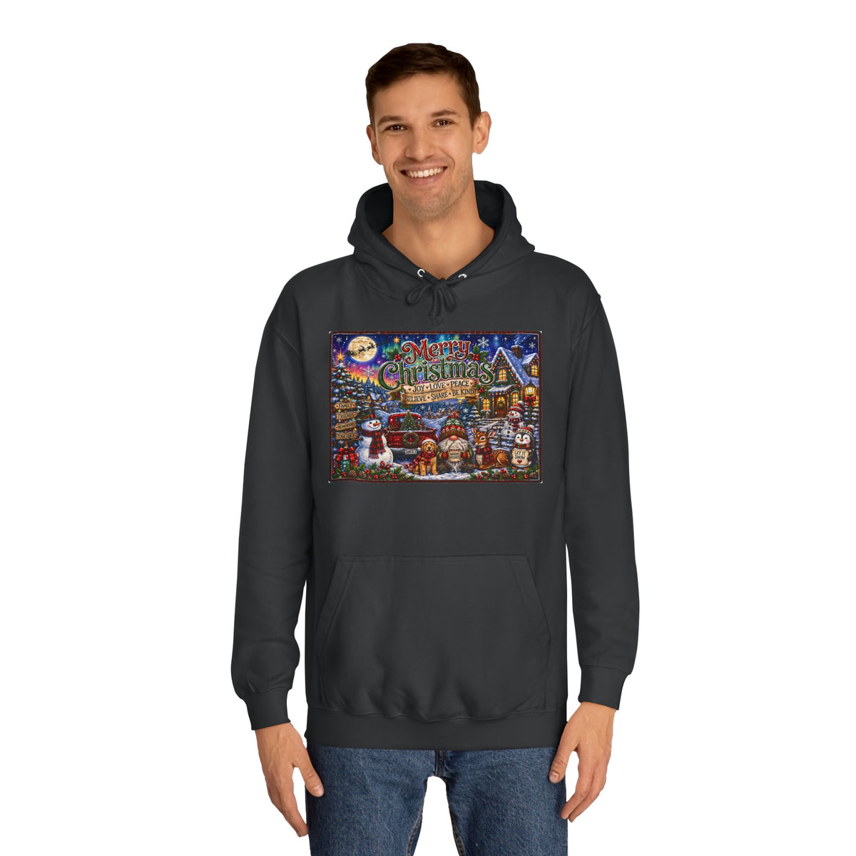 Christmas Village Hoodie - Festive Holiday Scene Pullover