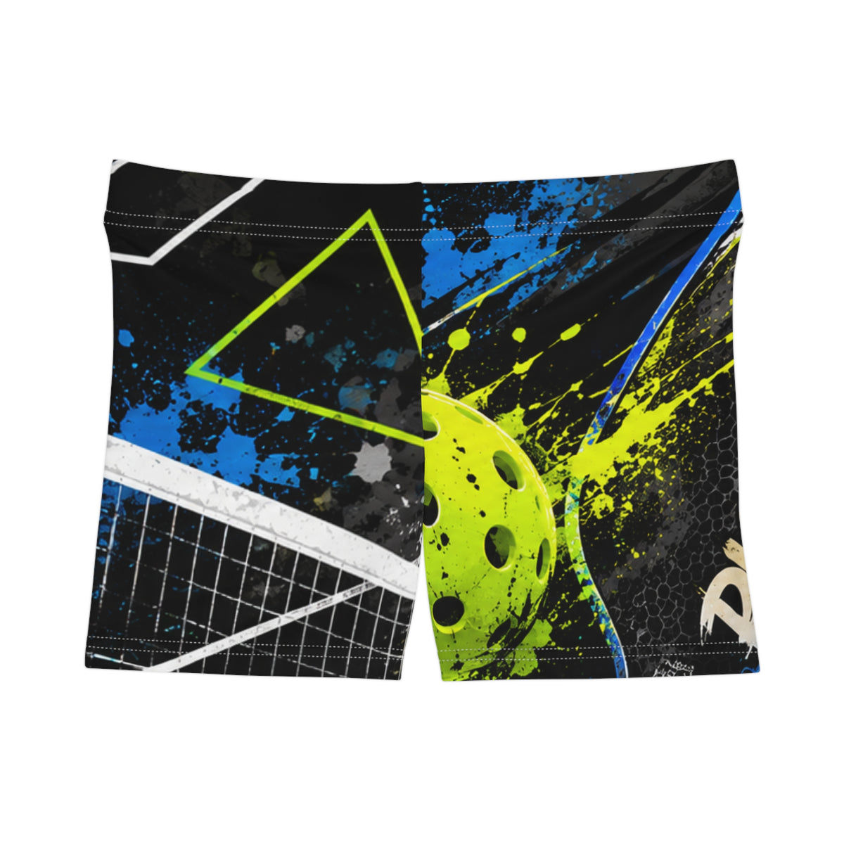 Pickleball Women's Athletic Shorts — Neon Splash Court Design
