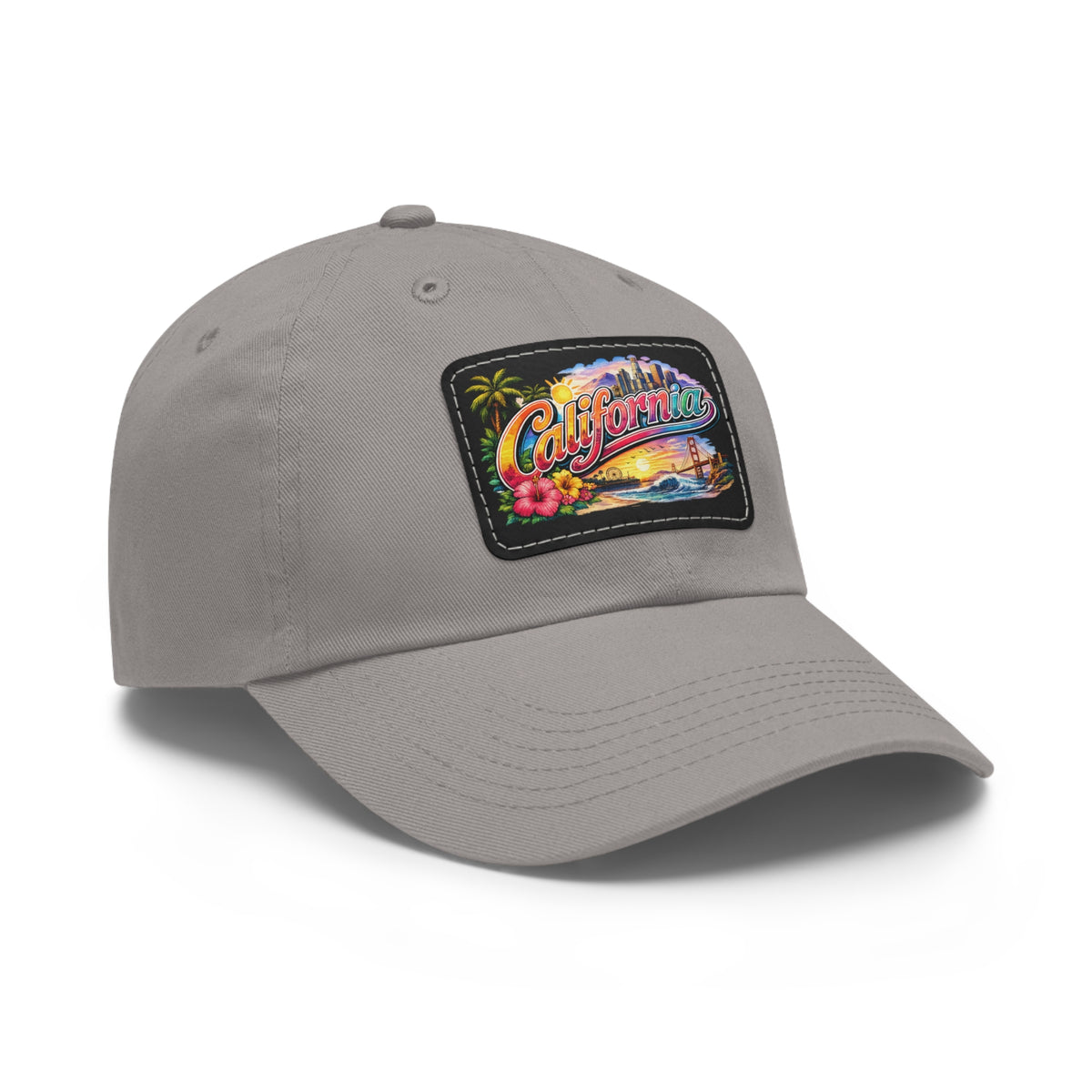 California Beach Patch Dad Hat | Leather Rectangle Patch
