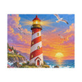 Lighthouse Sunset Seaside Puzzle 520-Piece | Scenic Ocean Jigsaw