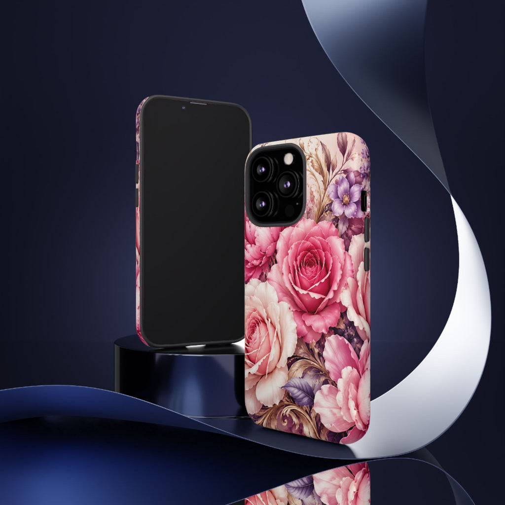 Pink Vintage Roses phone case | floral iPhone cover