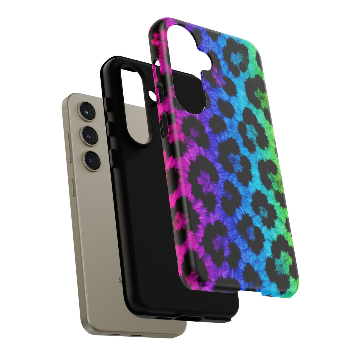 Neon Rainbow Leopard Tough Case – Colorful Animal Print Phone Cover