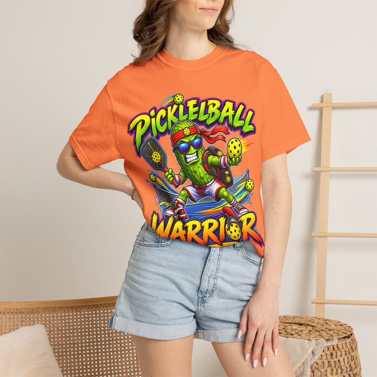 Pickleball Warrior T-Shirt | Cartoon Pickle Player Graphic