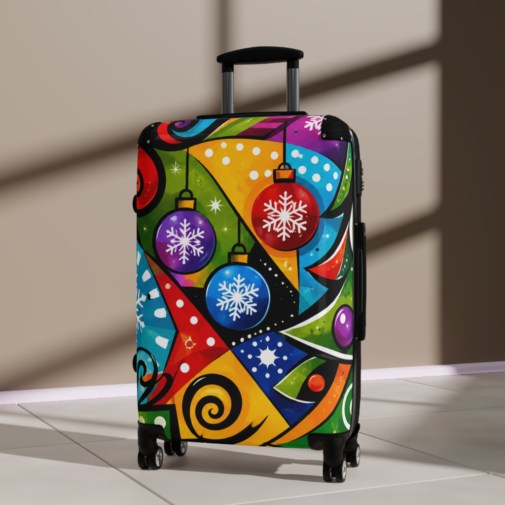 Holiday Ornament Pop Art Suitcase — Colorful Christmas Carry-On