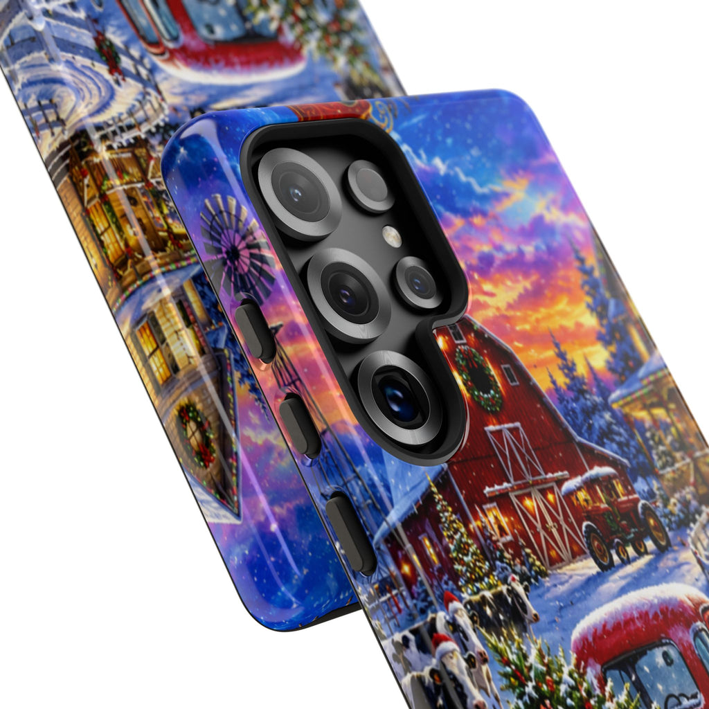 Christmas Farm Phone Case — Vintage Red Truck in Snowy Holiday Scene