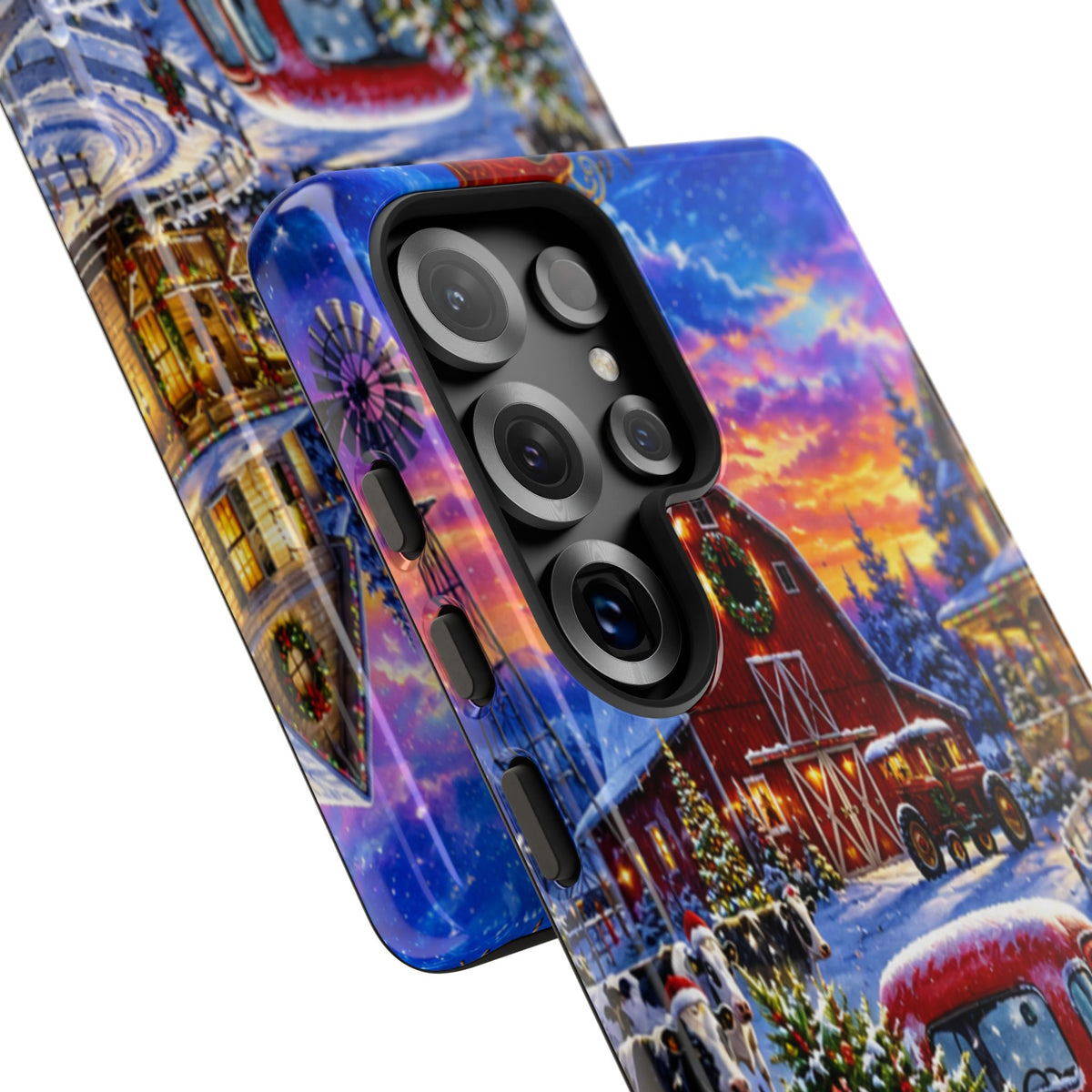 Christmas Farm Phone Case — Vintage Red Truck in Snowy Holiday Scene