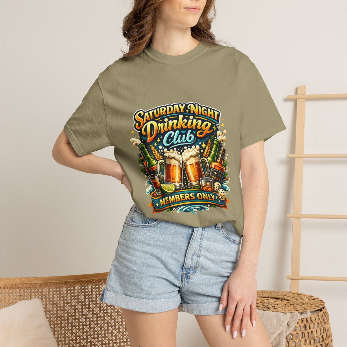 Saturday Night Drinking Club T-shirt | Beer Glasses, Bottles, Members Only