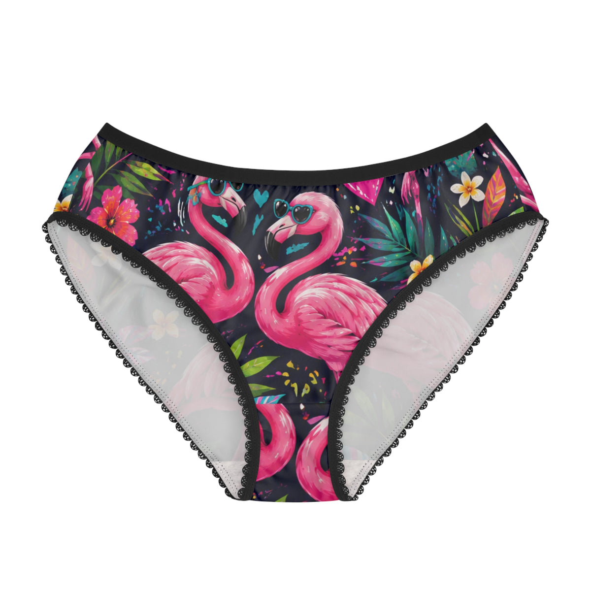 Flamingo Tropical Women's Briefs — Pink Flamingo Heart Print All-Over-Print Underwear