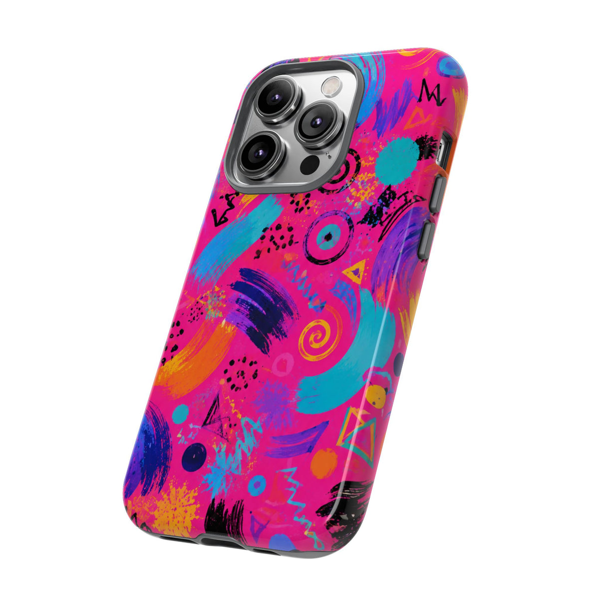 Neon Retro Abstract Tough Phone Case — 80s Brushstroke Pattern