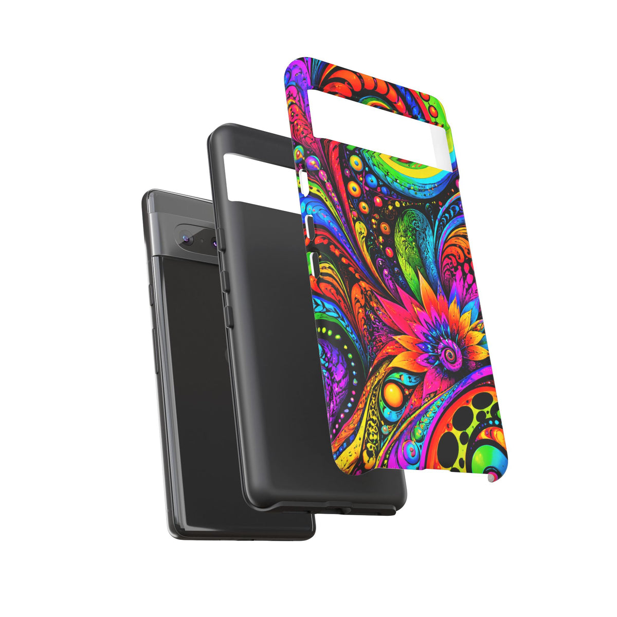 Psychedelic Floral Phone Case — Vibrant Swirl Tough Protective Cover