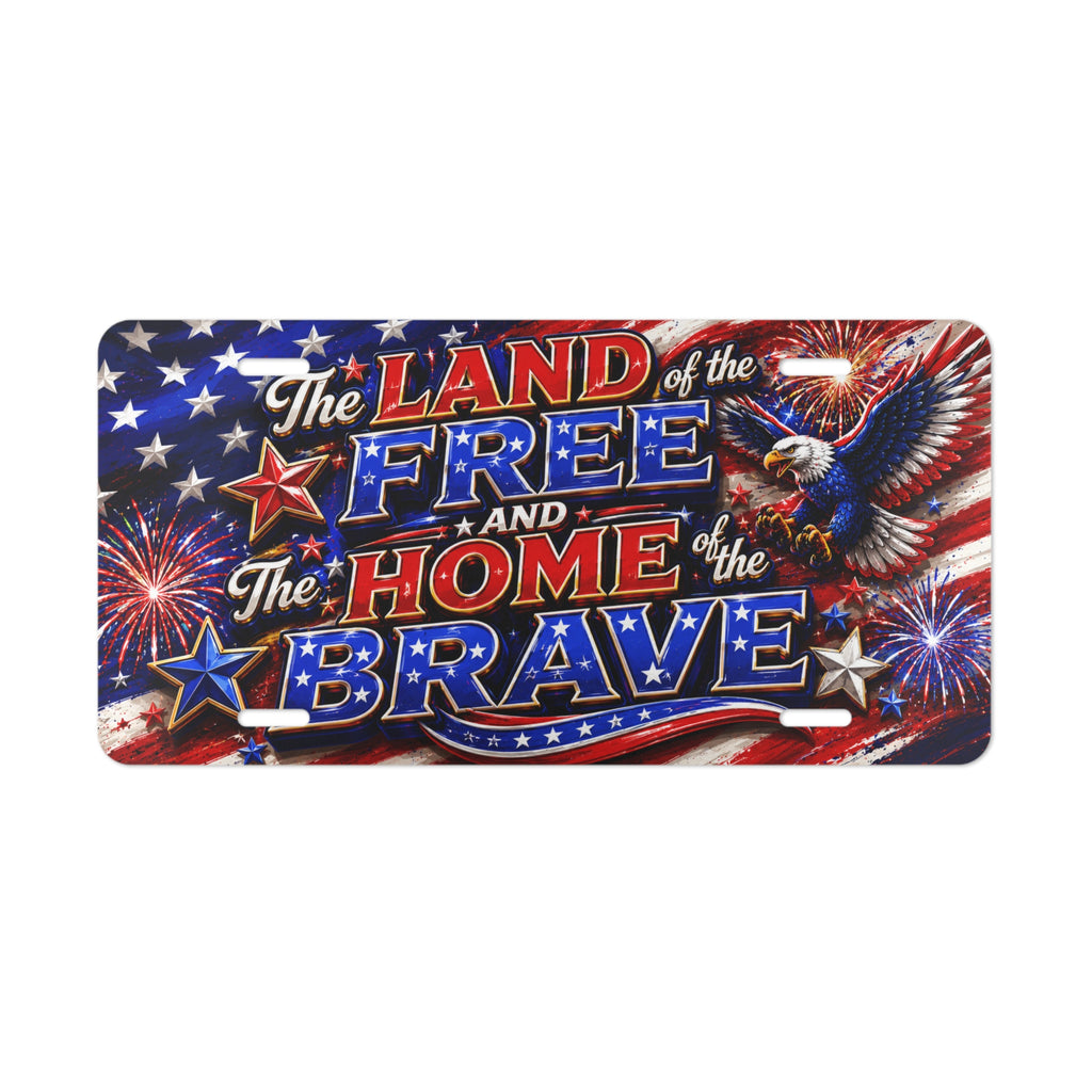 Land of the Free Home of the Brave vanity plate | Patriotic Eagle